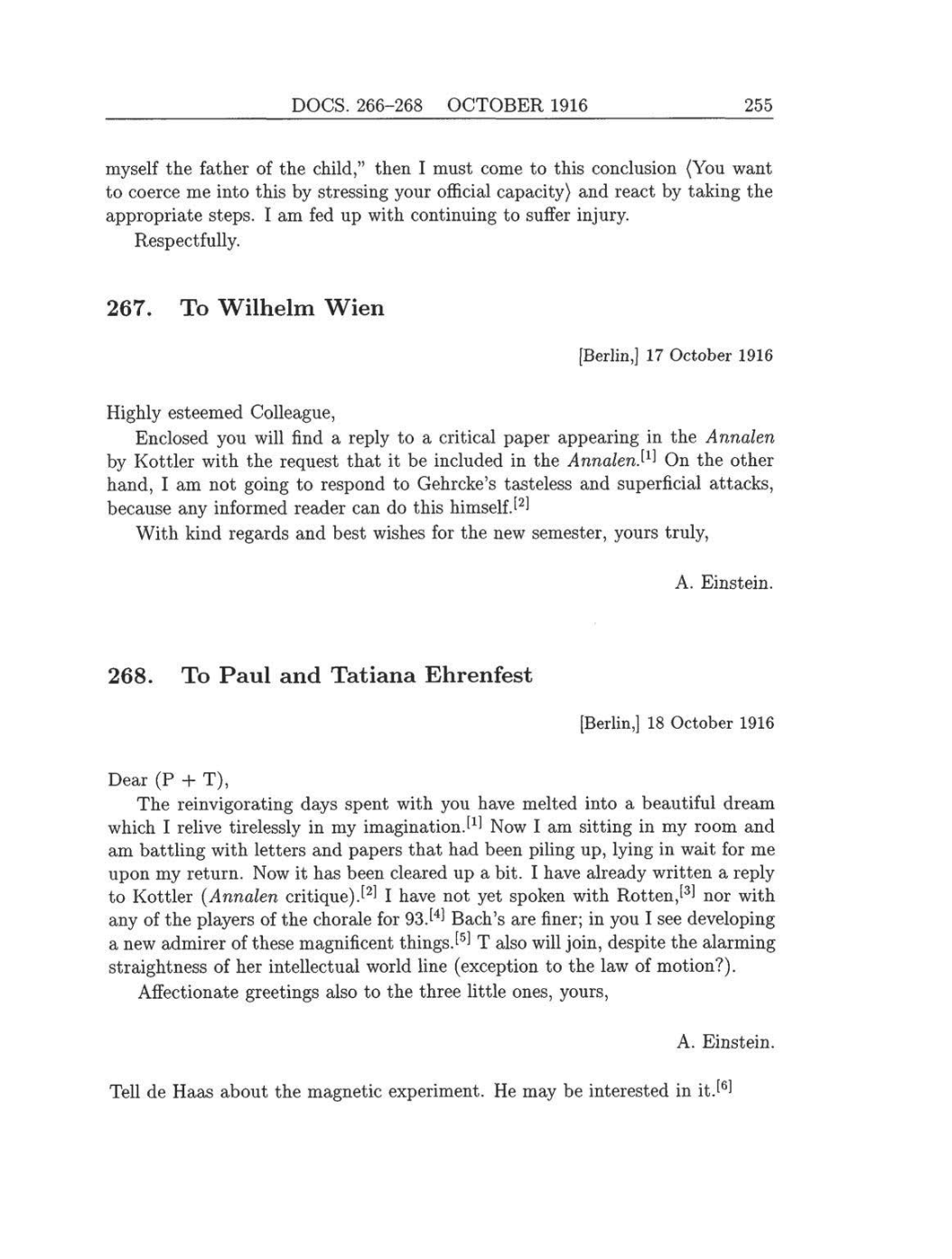 Volume 8: The Berlin Years: Correspondence, 1914-1918 (English translation supplement) page 255