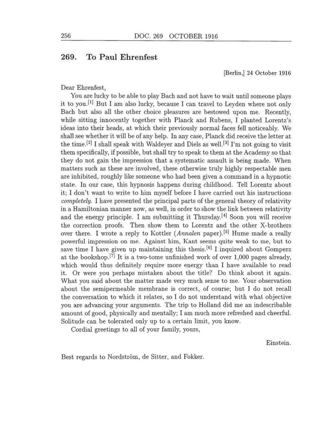 Volume 8: The Berlin Years: Correspondence, 1914-1918 (English translation supplement) page 256