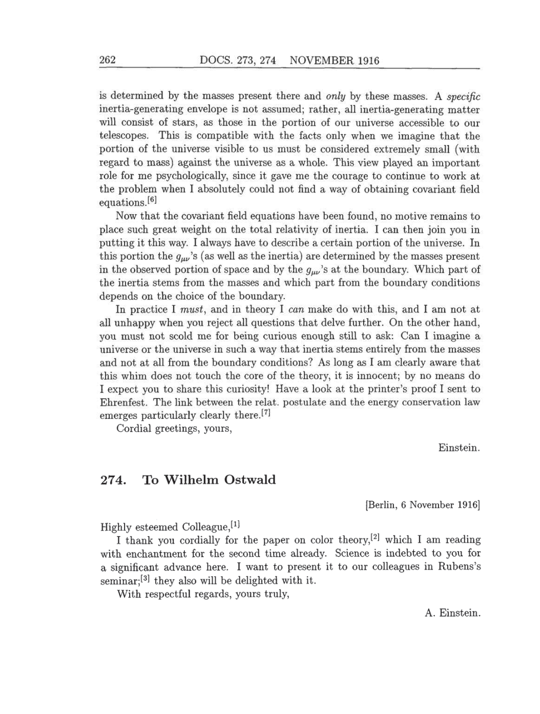 Volume 8: The Berlin Years: Correspondence, 1914-1918 (English translation supplement) page 262