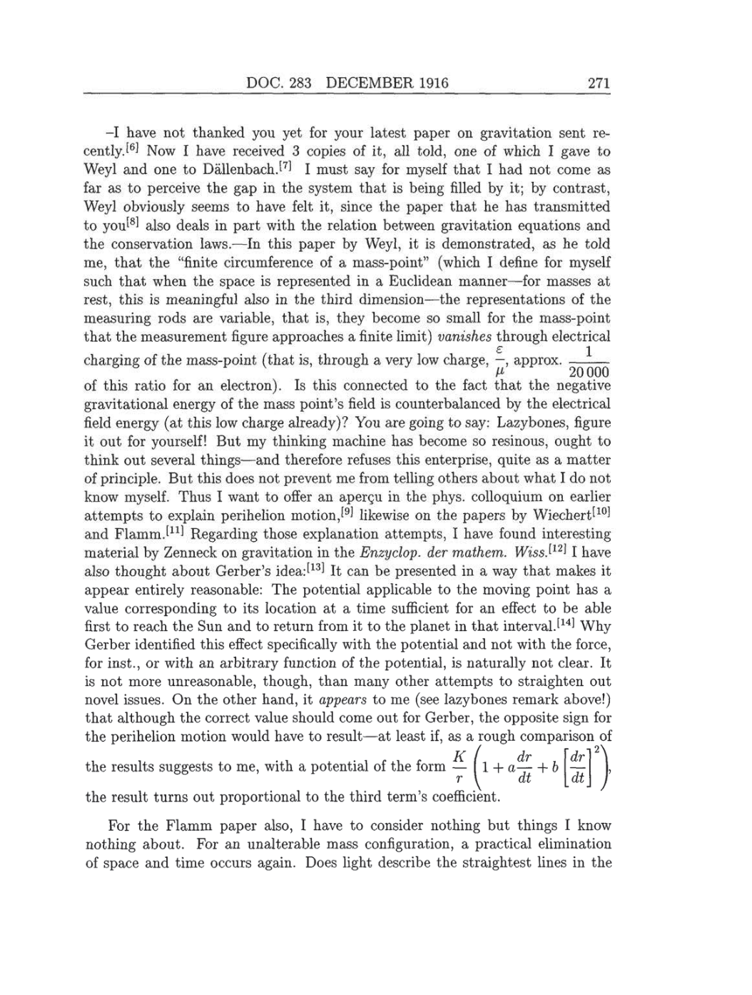 Volume 8: The Berlin Years: Correspondence, 1914-1918 (English translation supplement) page 271
