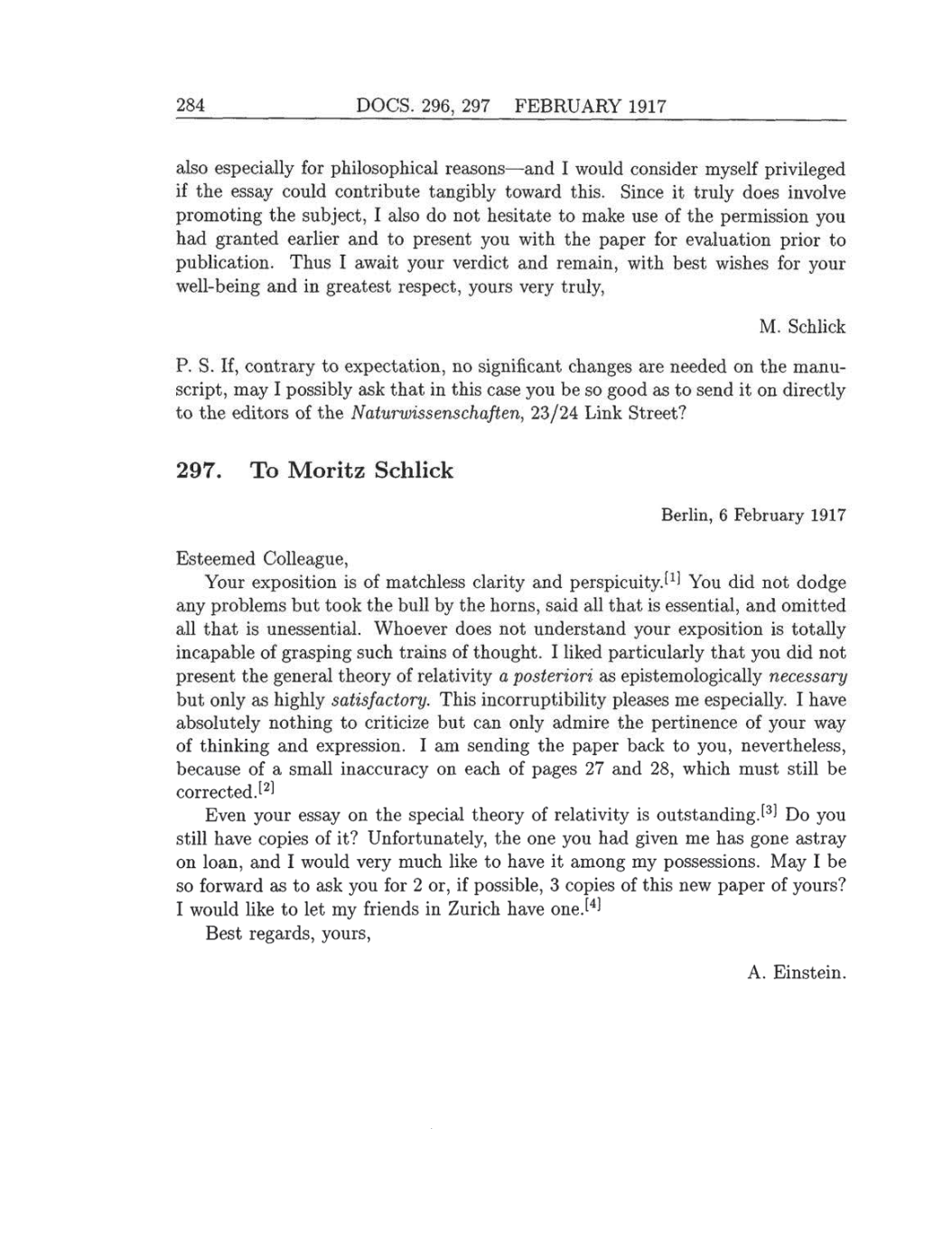 Volume 8: The Berlin Years: Correspondence, 1914-1918 (English translation supplement) page 284
