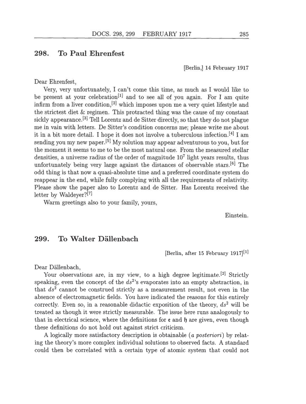 Volume 8: The Berlin Years: Correspondence, 1914-1918 (English translation supplement) page 285