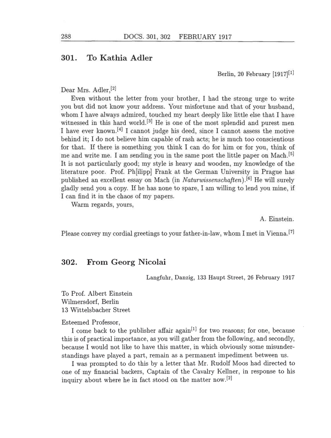 Volume 8: The Berlin Years: Correspondence, 1914-1918 (English translation supplement) page 288