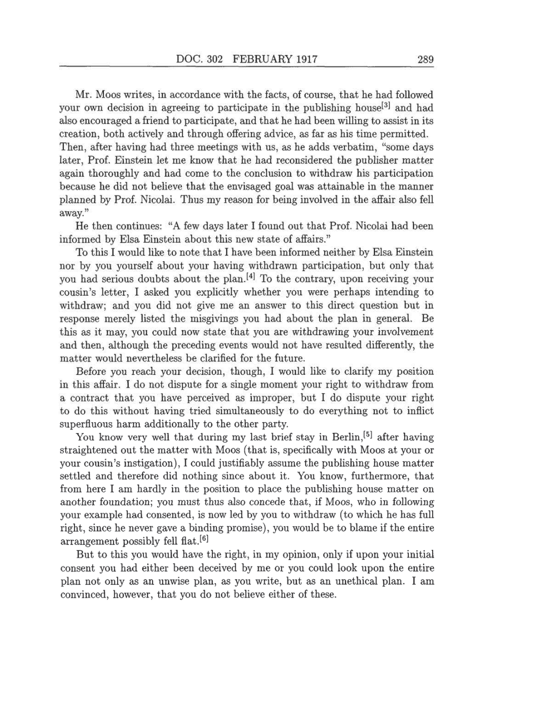 Volume 8: The Berlin Years: Correspondence, 1914-1918 (English translation supplement) page 289
