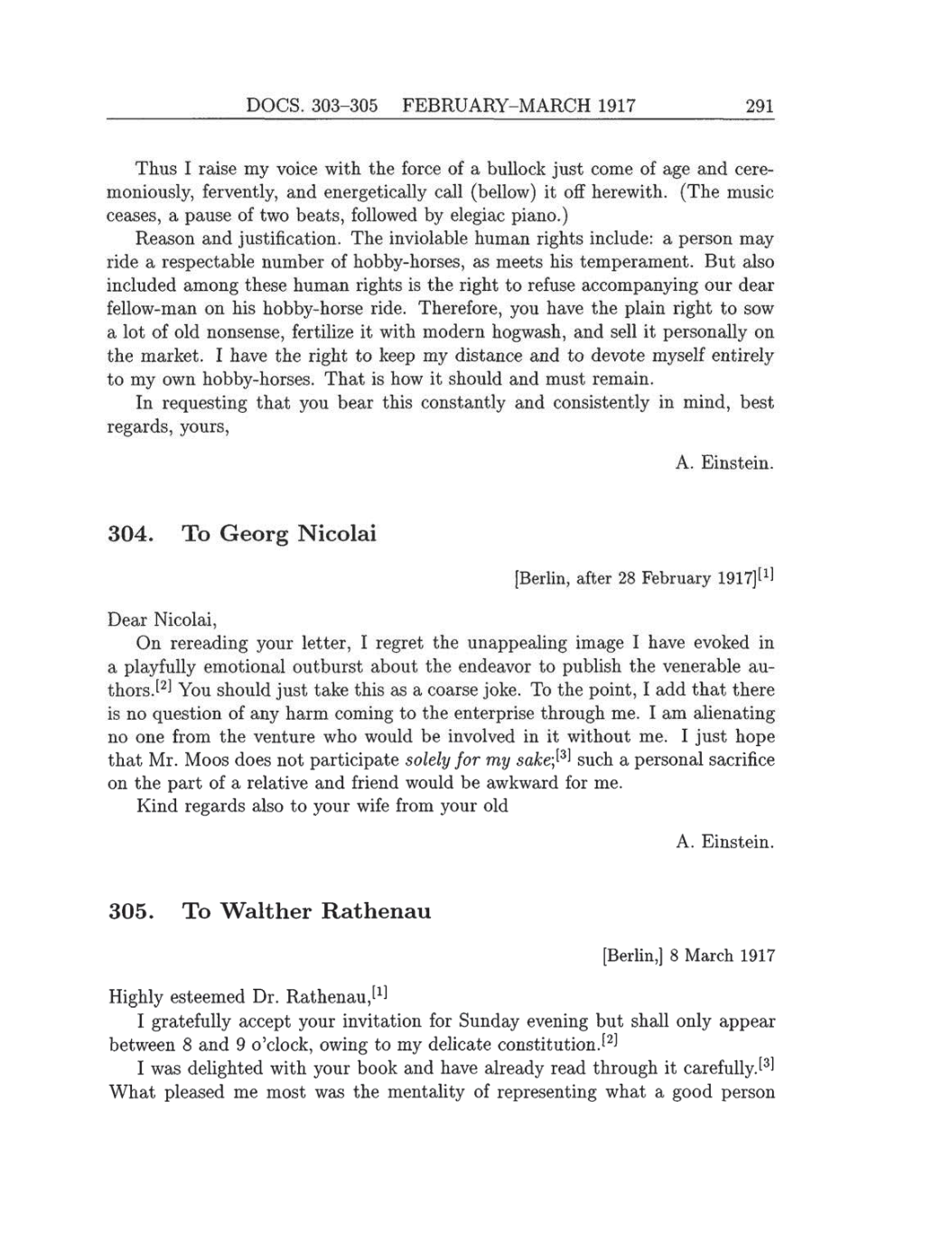 Volume 8: The Berlin Years: Correspondence, 1914-1918 (English translation supplement) page 291