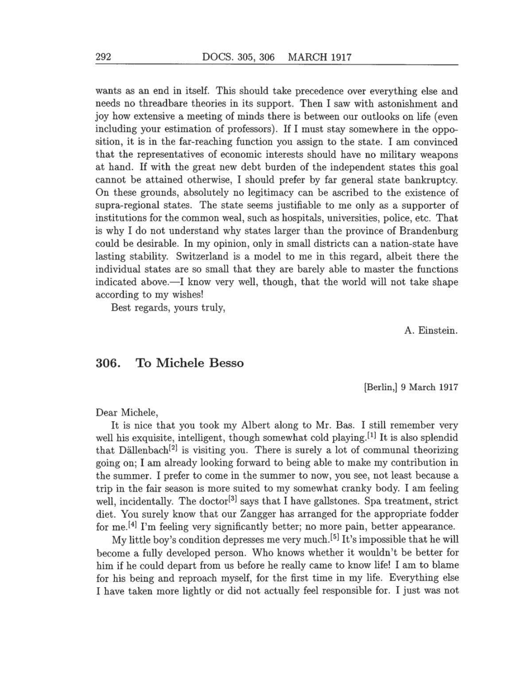 Volume 8: The Berlin Years: Correspondence, 1914-1918 (English translation supplement) page 292