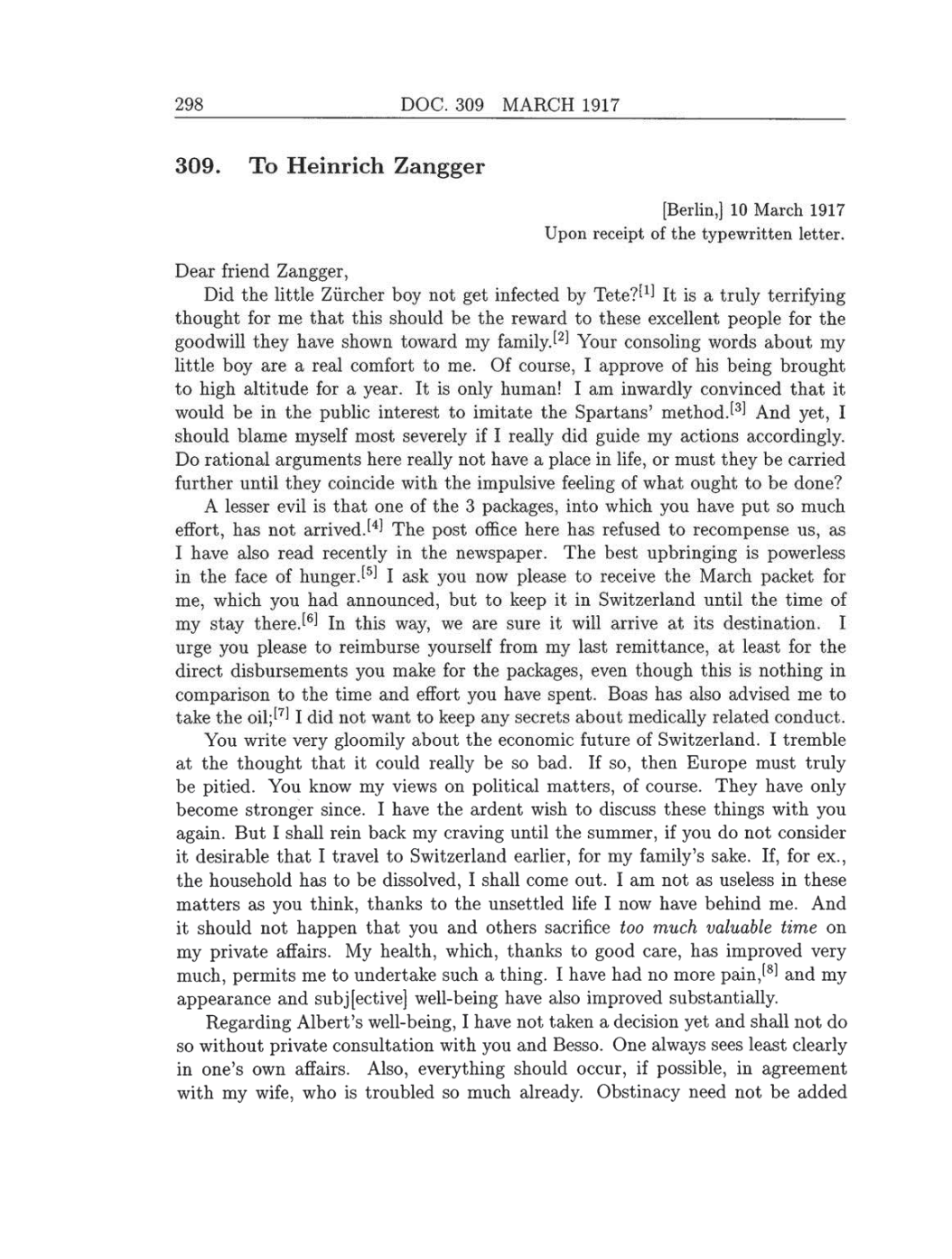 Volume 8: The Berlin Years: Correspondence, 1914-1918 (English translation supplement) page 298