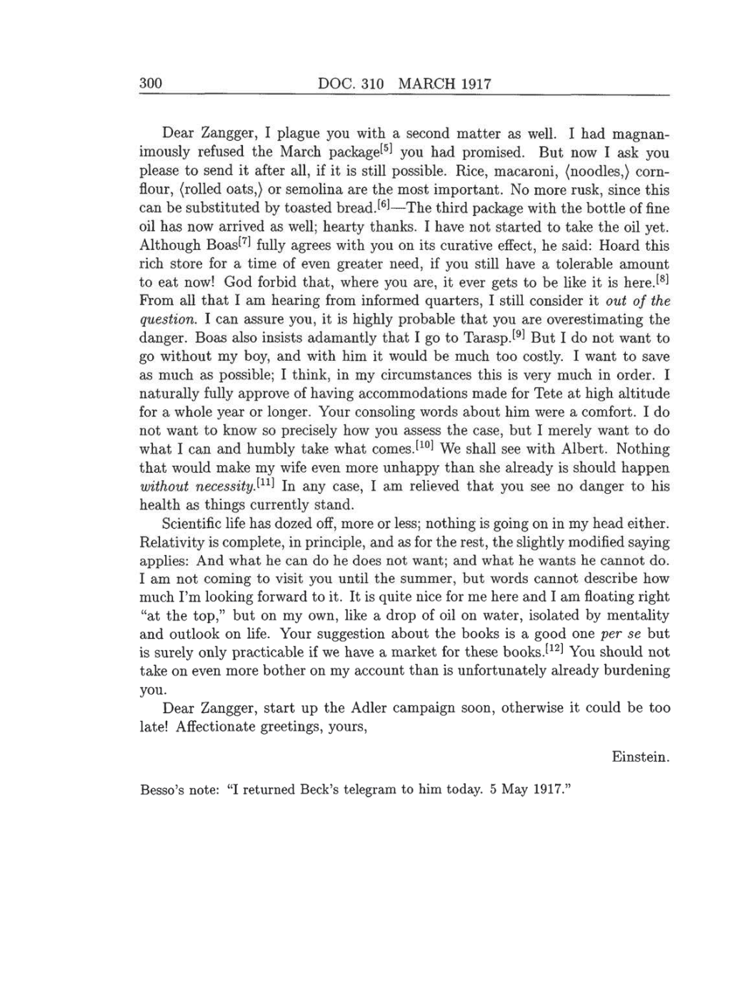 Volume 8: The Berlin Years: Correspondence, 1914-1918 (English translation supplement) page 300