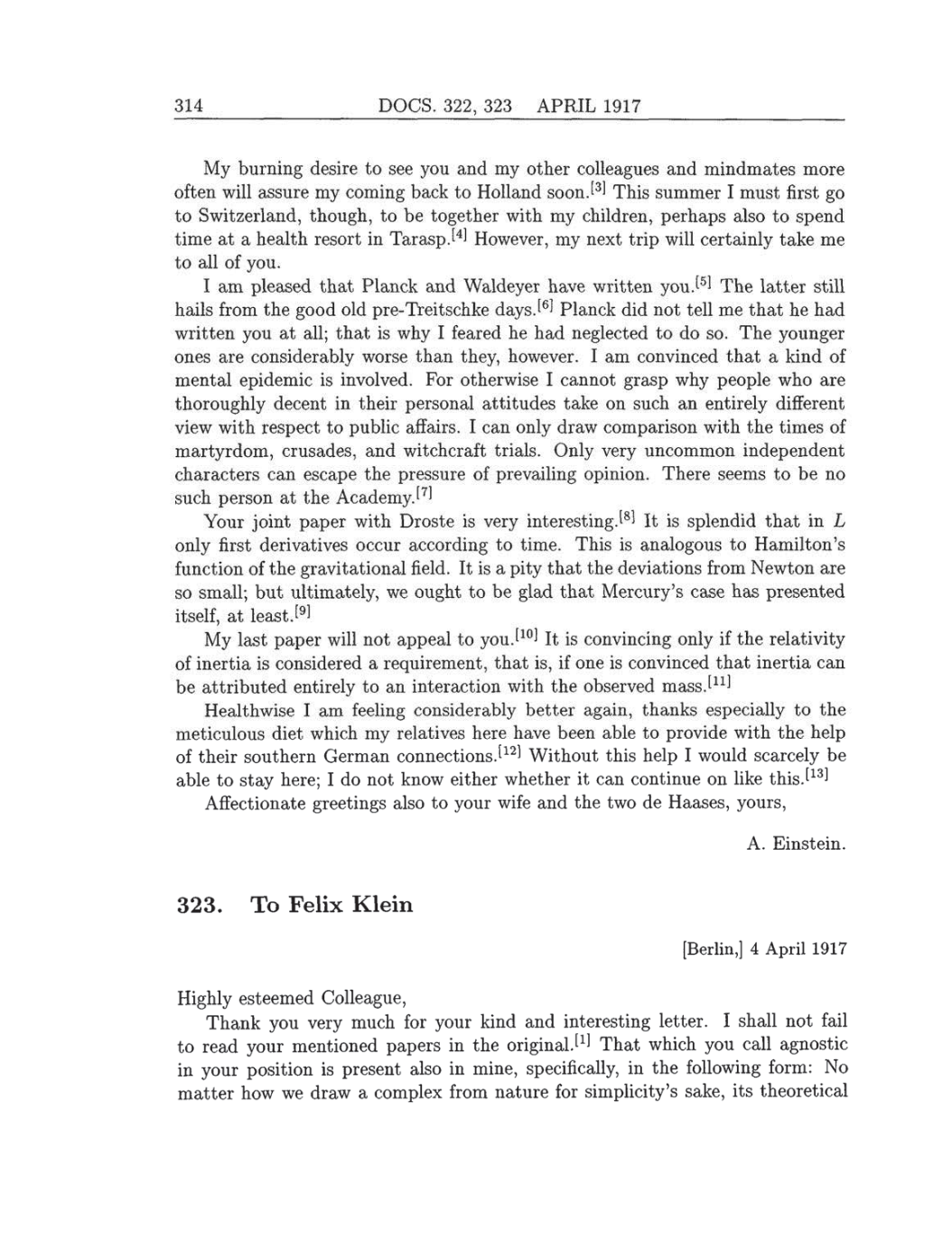 Volume 8: The Berlin Years: Correspondence, 1914-1918 (English translation supplement) page 314