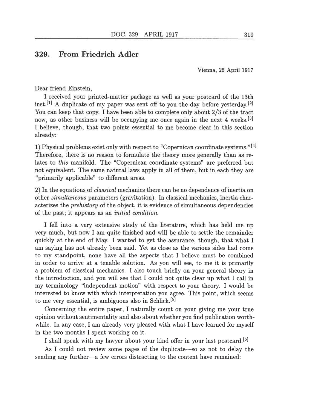 Volume 8: The Berlin Years: Correspondence, 1914-1918 (English translation supplement) page 319