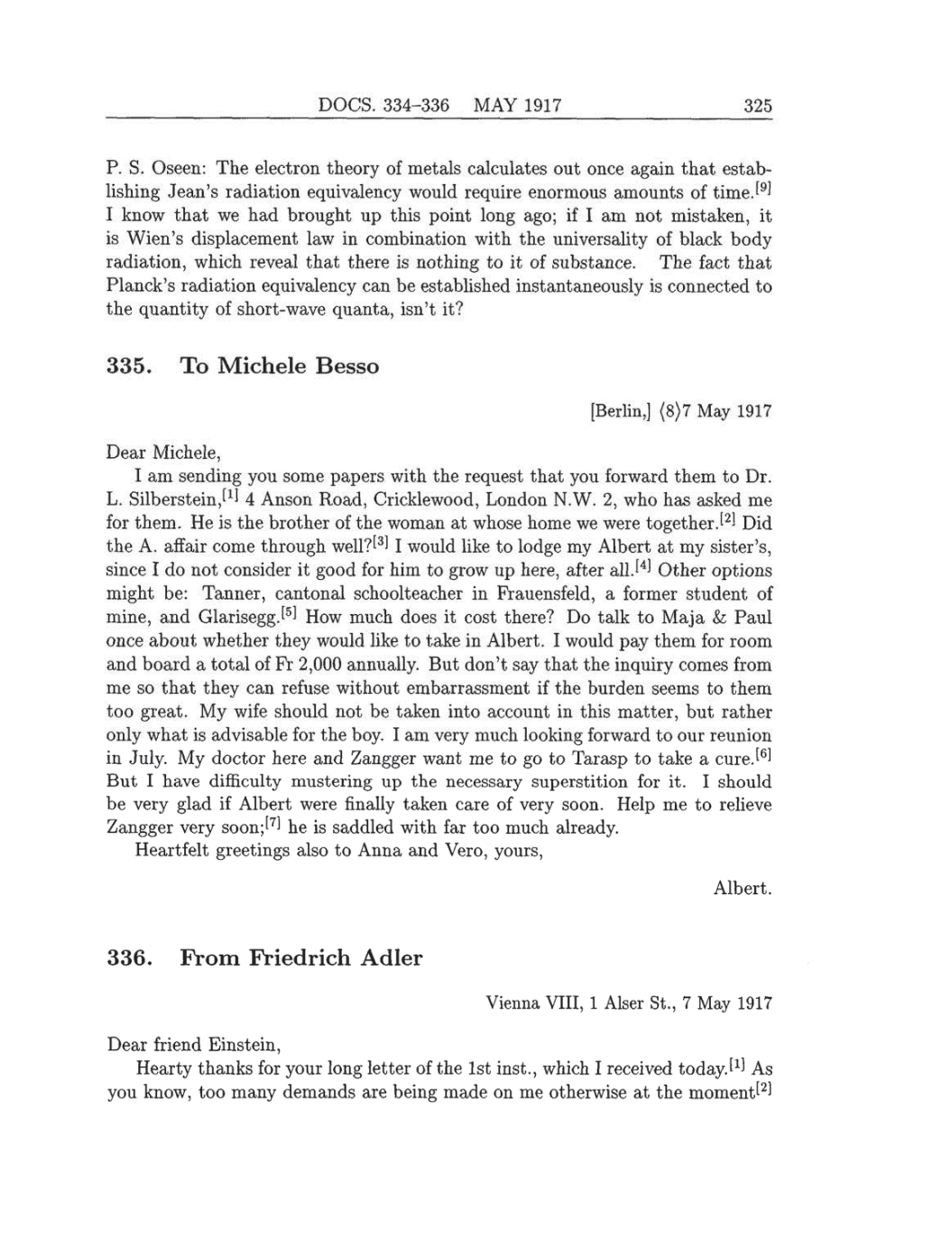 Volume 8: The Berlin Years: Correspondence, 1914-1918 (English translation supplement) page 325