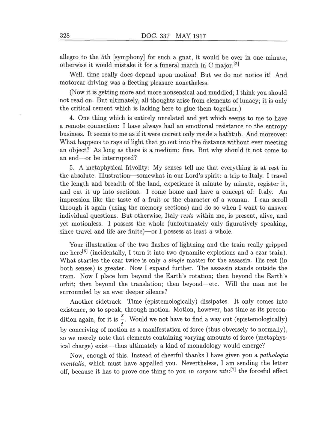 Volume 8: The Berlin Years: Correspondence, 1914-1918 (English translation supplement) page 328