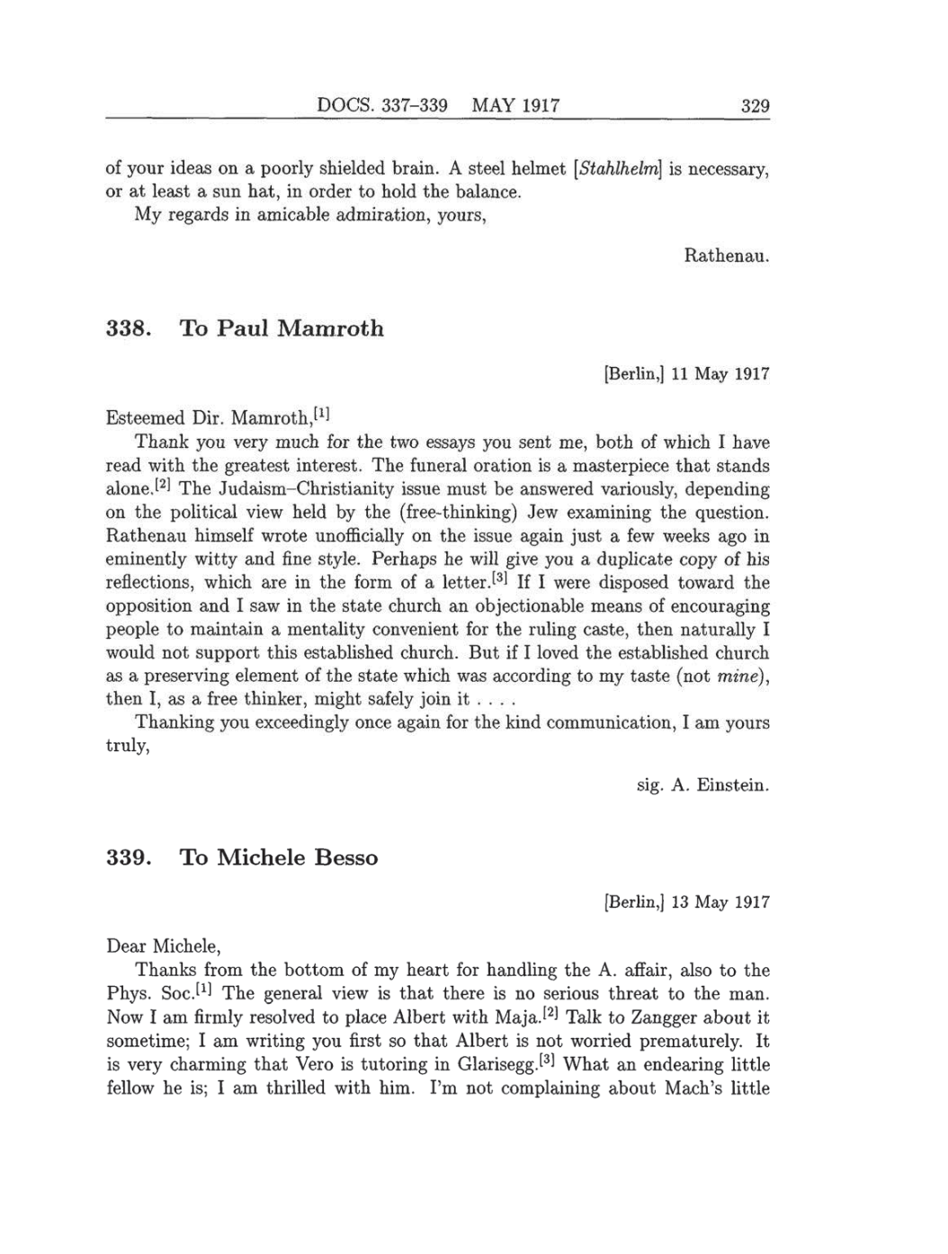 Volume 8: The Berlin Years: Correspondence, 1914-1918 (English translation supplement) page 329