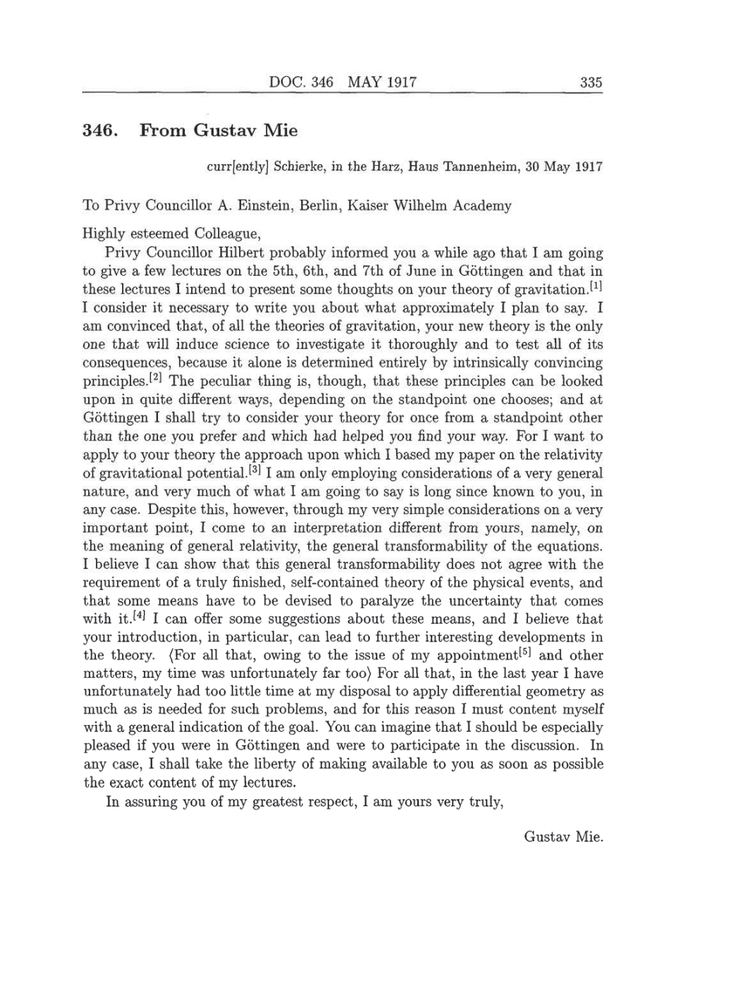 Volume 8: The Berlin Years: Correspondence, 1914-1918 (English translation supplement) page 335