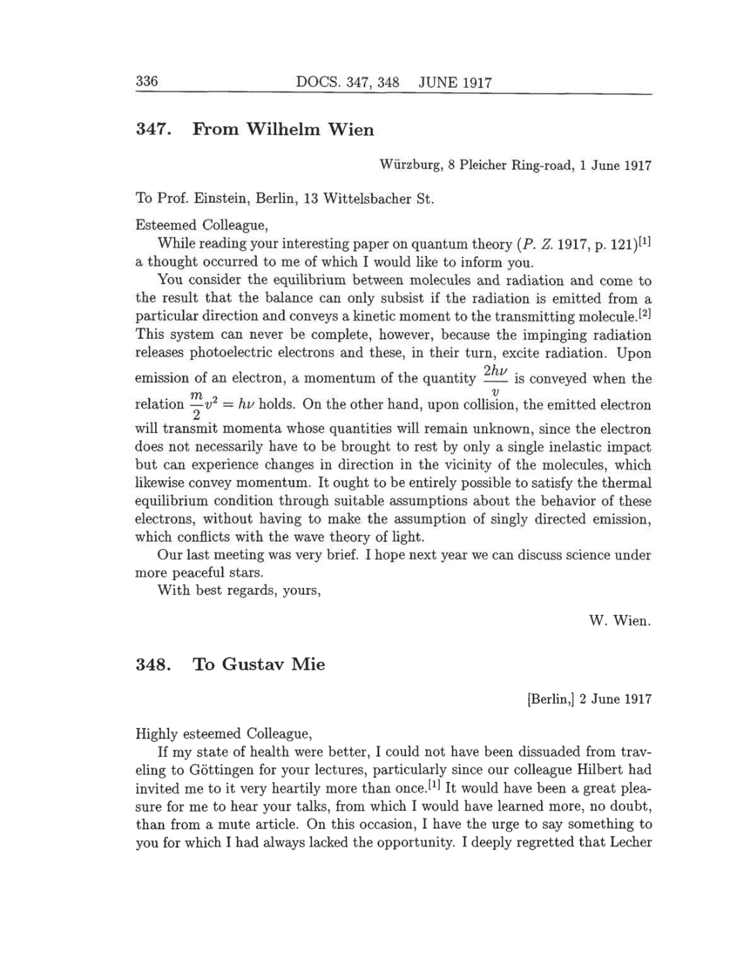 Volume 8: The Berlin Years: Correspondence, 1914-1918 (English translation supplement) page 336