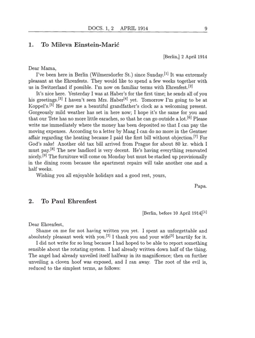 Volume 8: The Berlin Years: Correspondence, 1914-1918 (English translation supplement) page 9