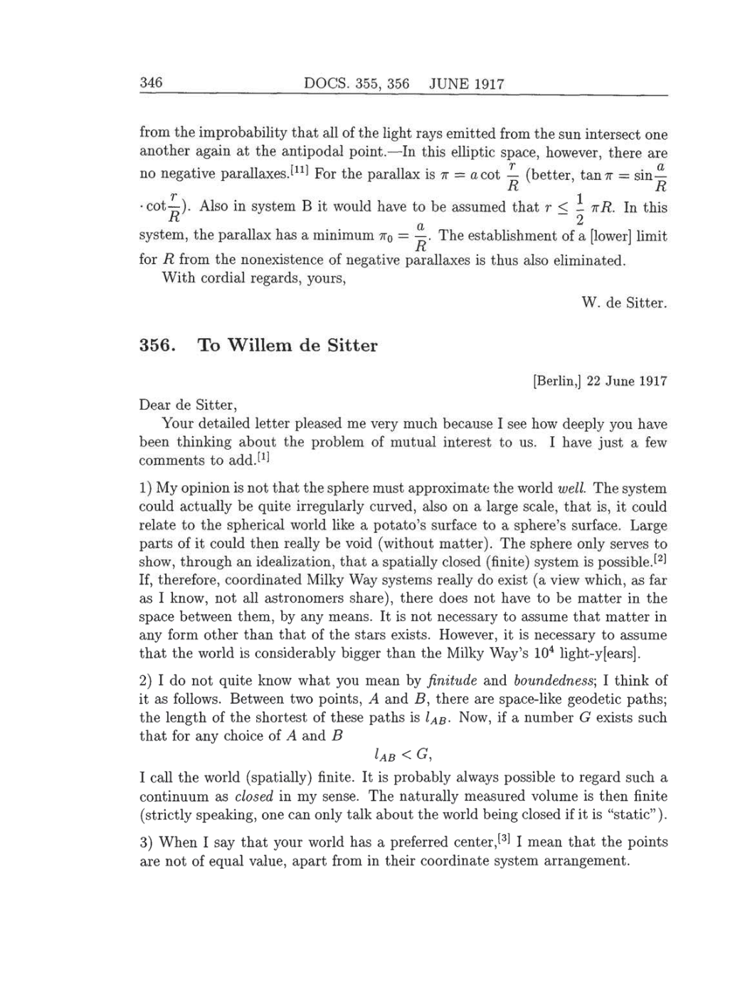 Volume 8: The Berlin Years: Correspondence, 1914-1918 (English translation supplement) page 346