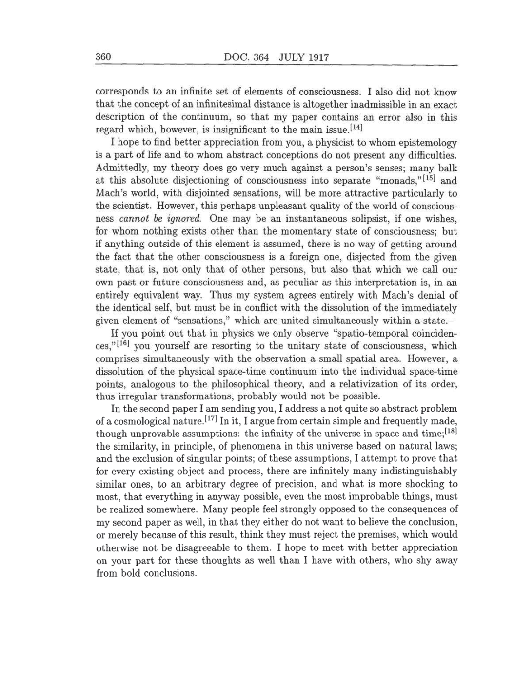 Volume 8: The Berlin Years: Correspondence, 1914-1918 (English translation supplement) page 360