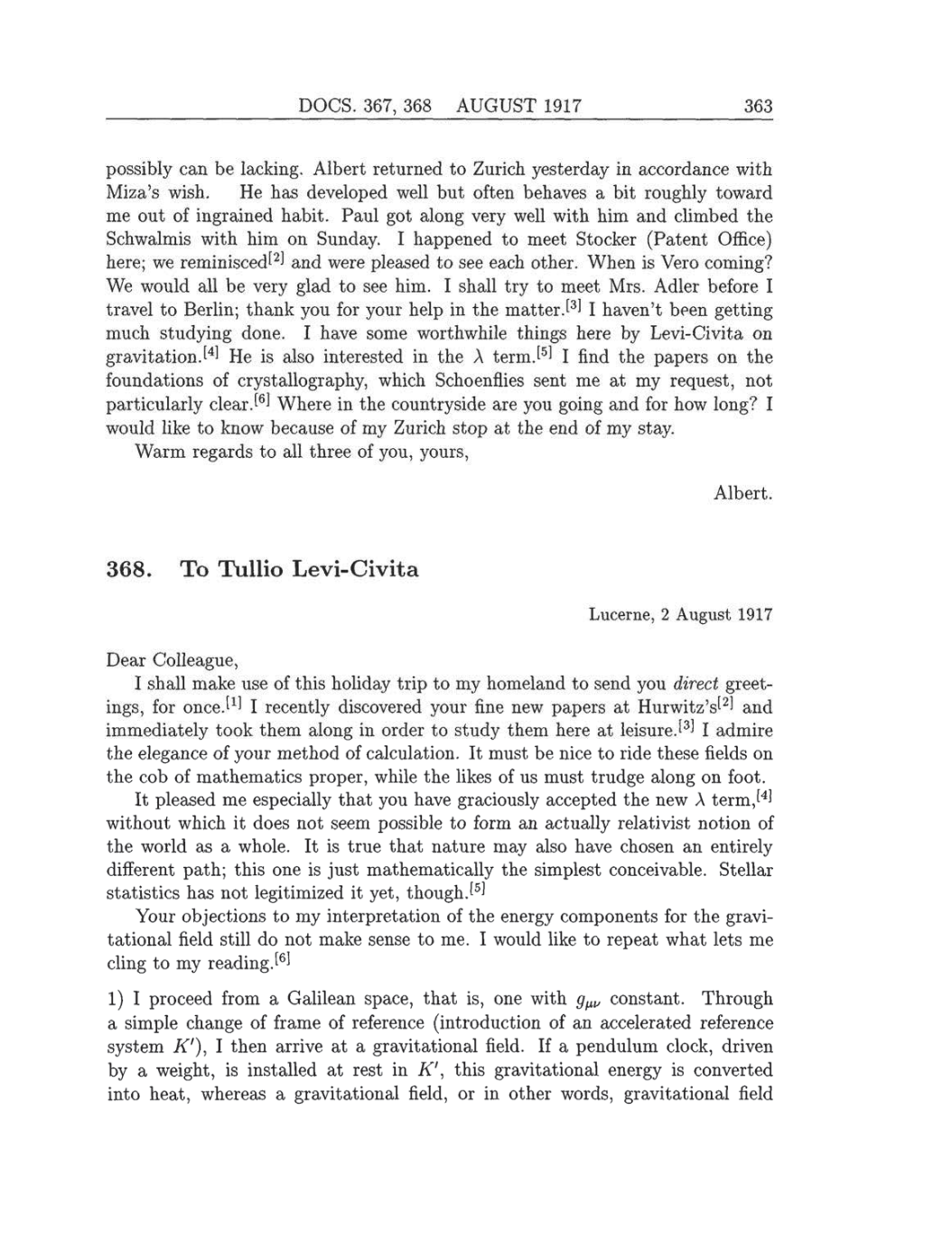 Volume 8: The Berlin Years: Correspondence, 1914-1918 (English translation supplement) page 363