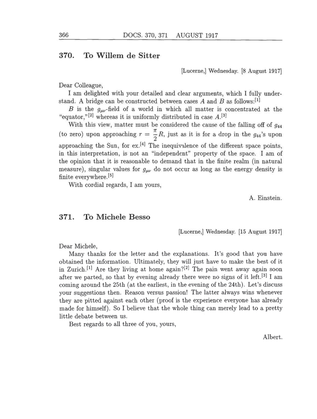 Volume 8: The Berlin Years: Correspondence, 1914-1918 (English translation supplement) page 366