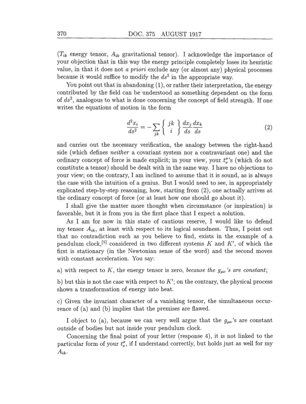 Volume 8: The Berlin Years: Correspondence, 1914-1918 (English translation supplement) page 370