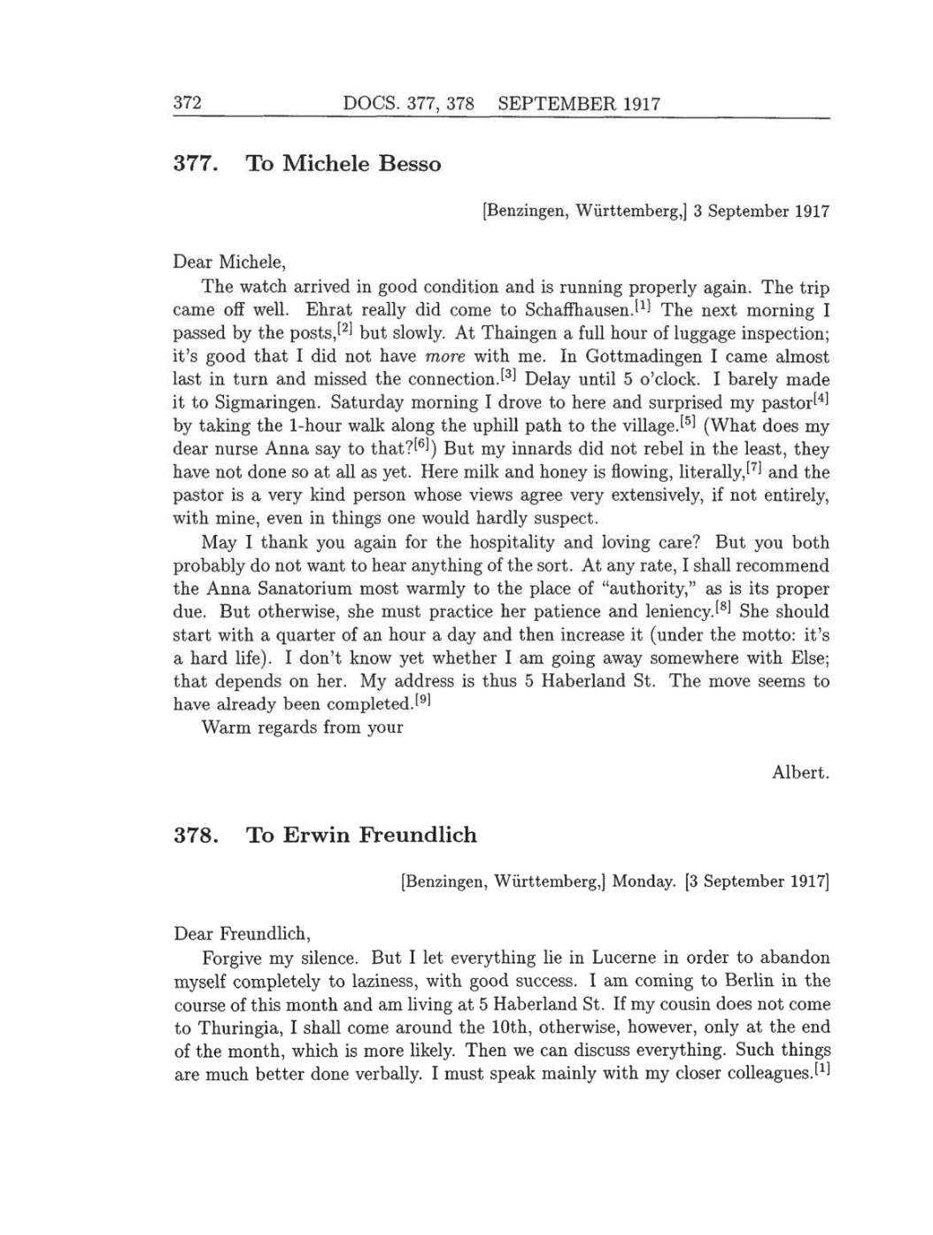 Volume 8: The Berlin Years: Correspondence, 1914-1918 (English translation supplement) page 372