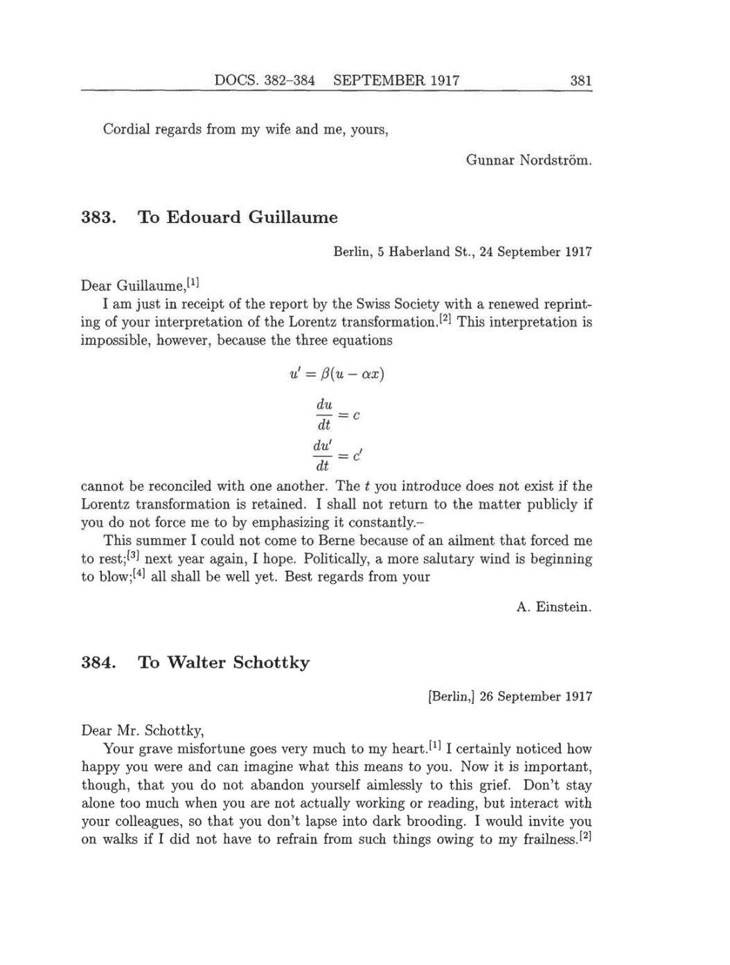 Volume 8: The Berlin Years: Correspondence, 1914-1918 (English translation supplement) page 381