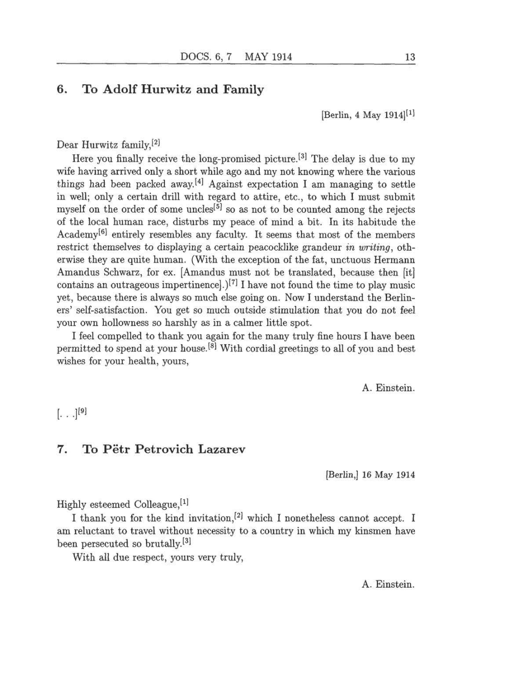 Volume 8: The Berlin Years: Correspondence, 1914-1918 (English translation supplement) page 13