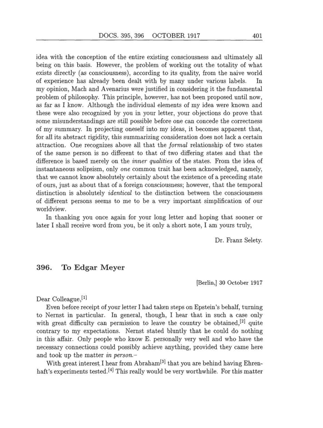 Volume 8: The Berlin Years: Correspondence, 1914-1918 (English translation supplement) page 401