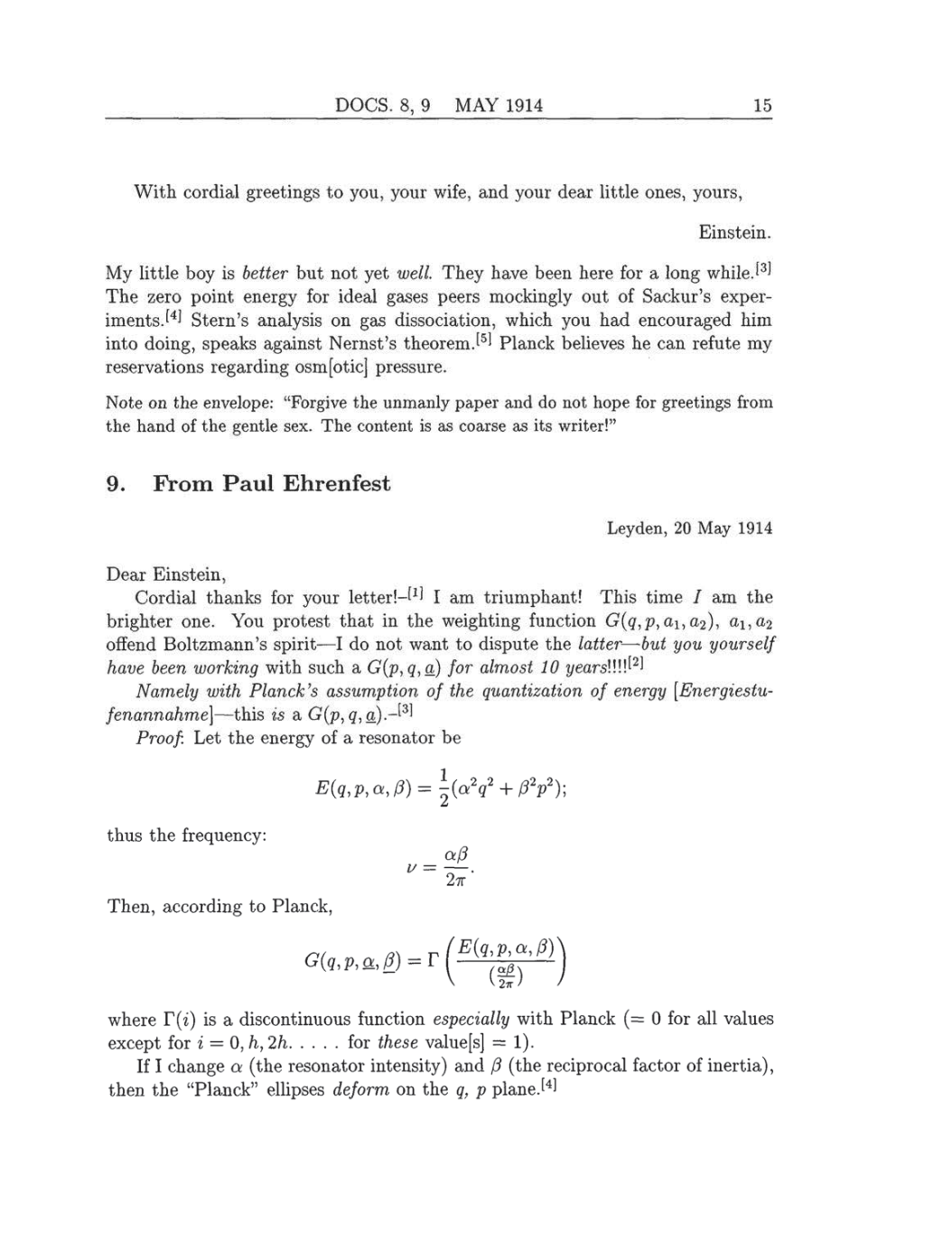 Volume 8: The Berlin Years: Correspondence, 1914-1918 (English translation supplement) page 15