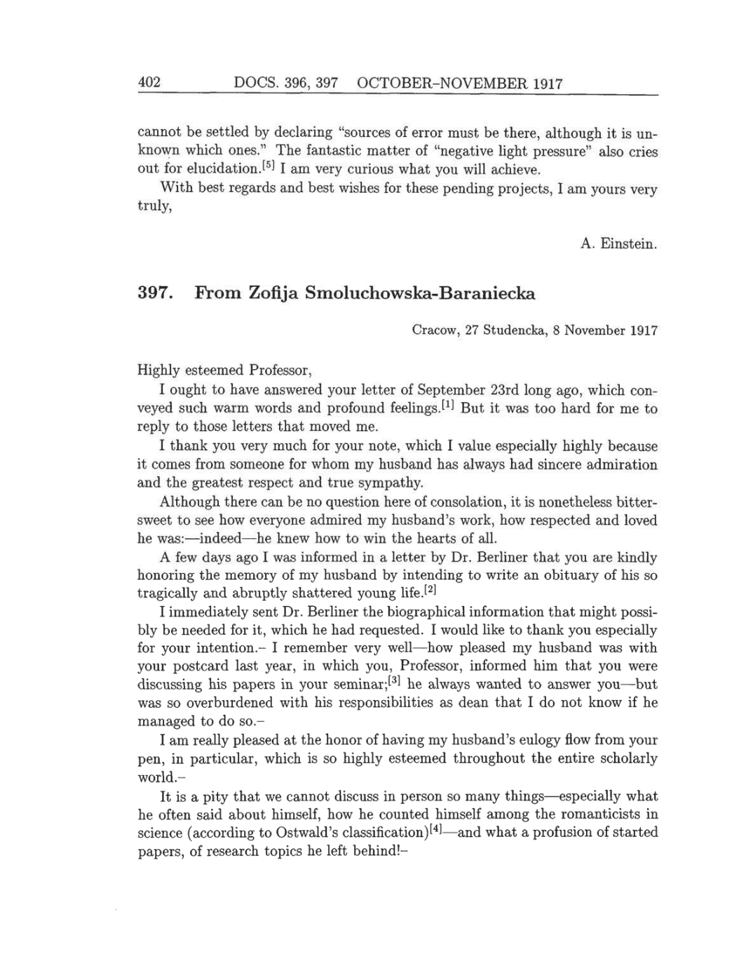 Volume 8: The Berlin Years: Correspondence, 1914-1918 (English translation supplement) page 402