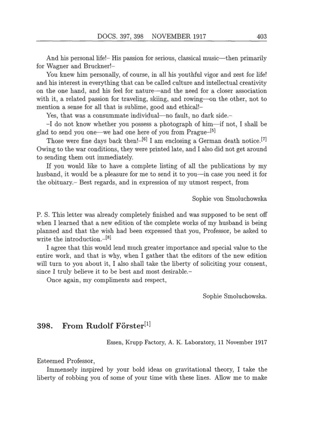 Volume 8: The Berlin Years: Correspondence, 1914-1918 (English translation supplement) page 403