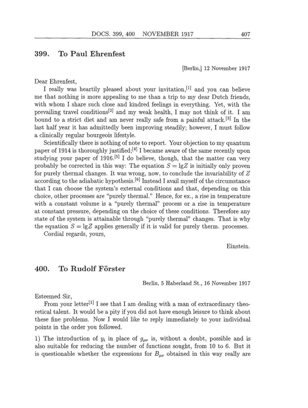 Volume 8: The Berlin Years: Correspondence, 1914-1918 (English translation supplement) page 407