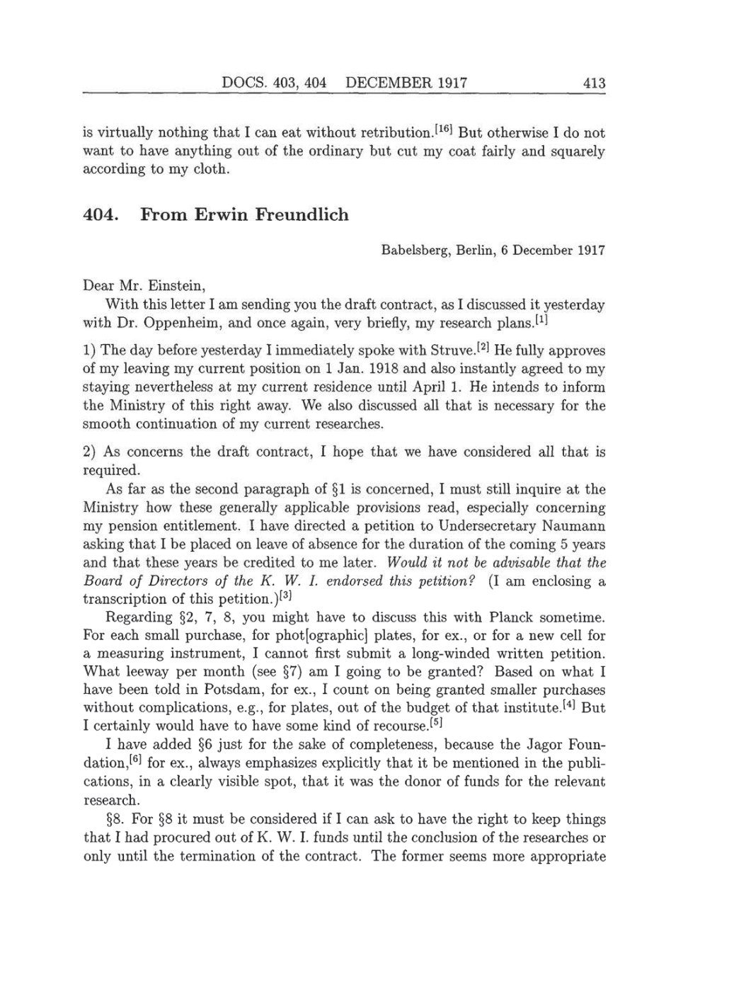 Volume 8: The Berlin Years: Correspondence, 1914-1918 (English translation supplement) page 413