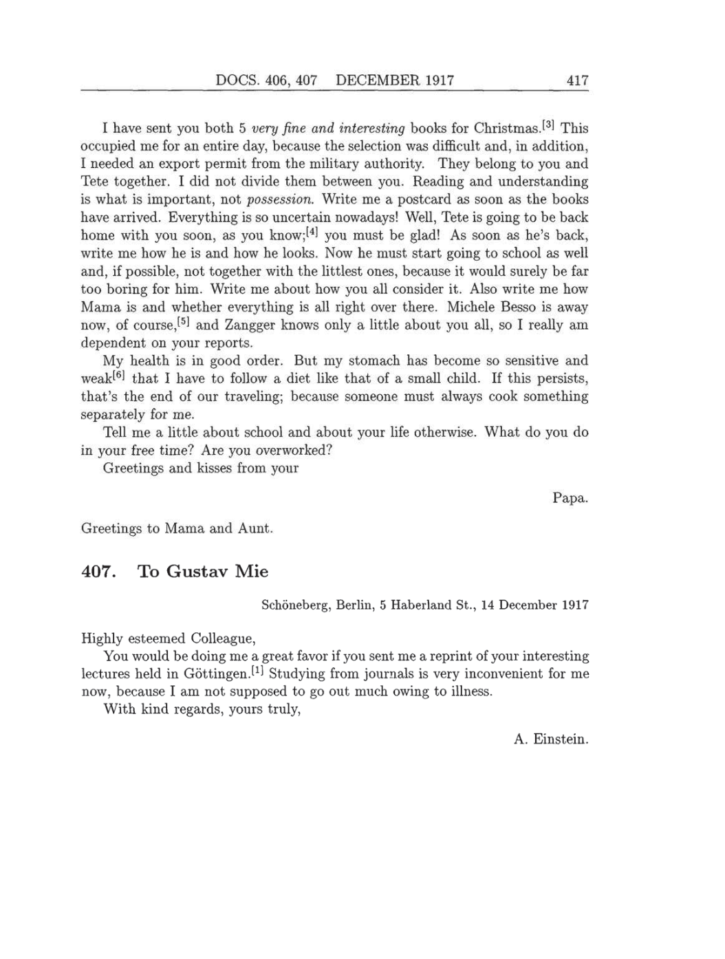 Volume 8: The Berlin Years: Correspondence, 1914-1918 (English translation supplement) page 417