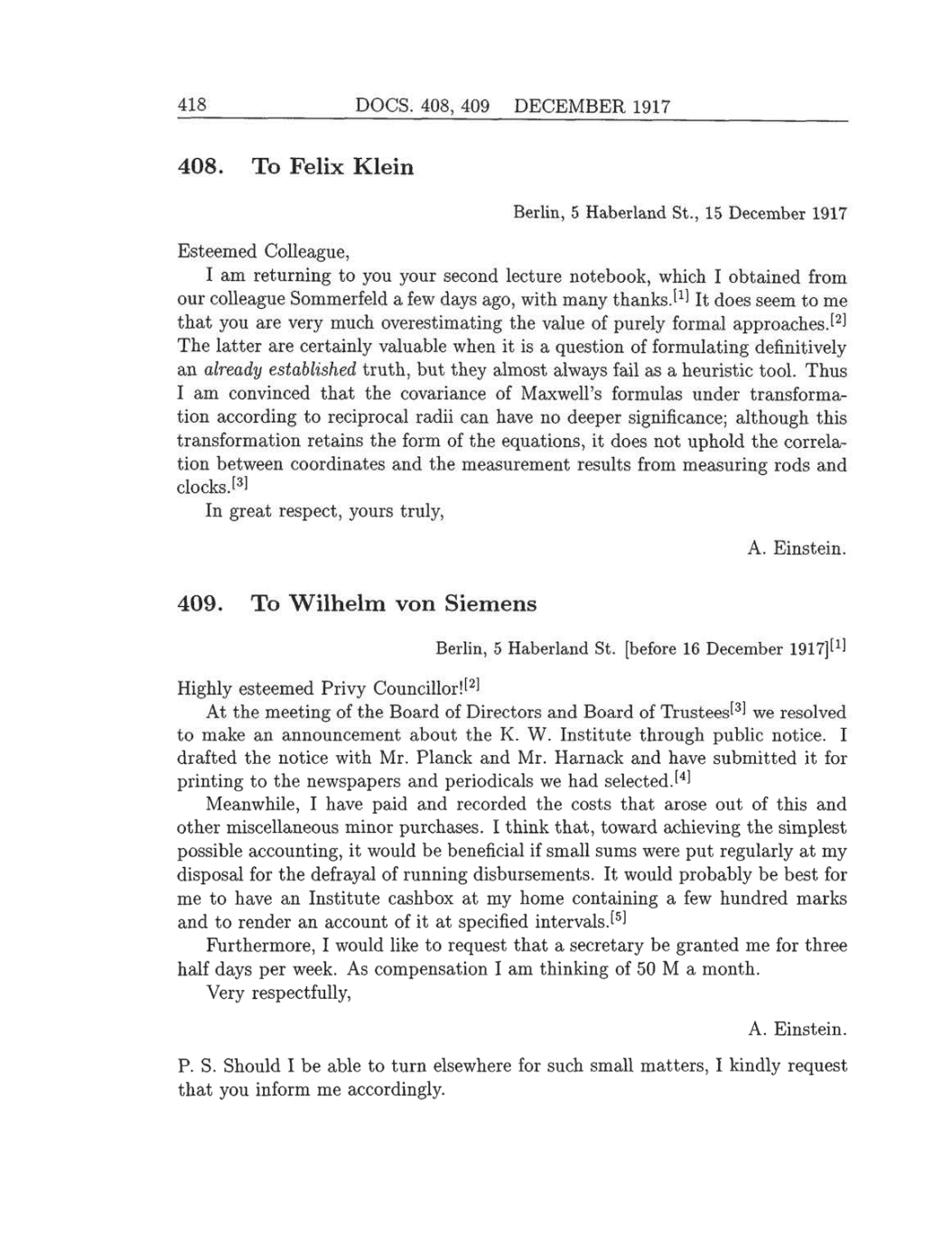 Volume 8: The Berlin Years: Correspondence, 1914-1918 (English translation supplement) page 418