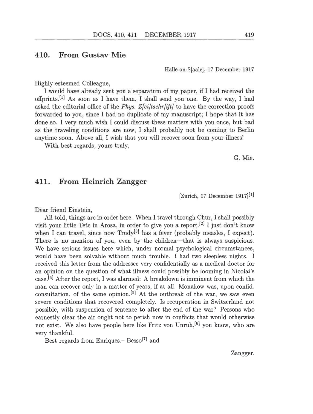 Volume 8: The Berlin Years: Correspondence, 1914-1918 (English translation supplement) page 419
