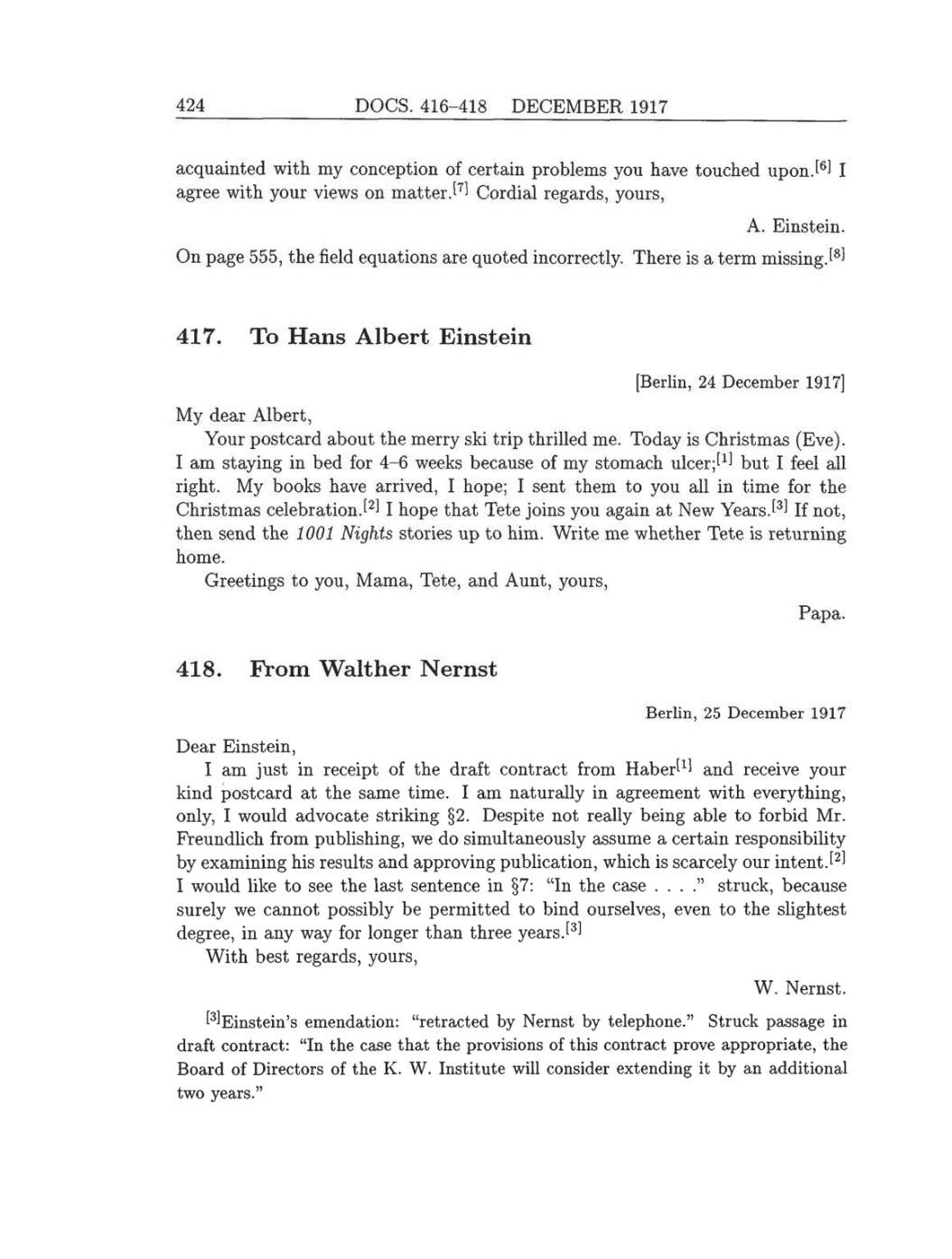 Volume 8: The Berlin Years: Correspondence, 1914-1918 (English translation supplement) page 424