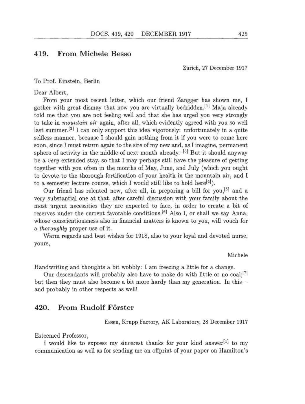 Volume 8: The Berlin Years: Correspondence, 1914-1918 (English translation supplement) page 425