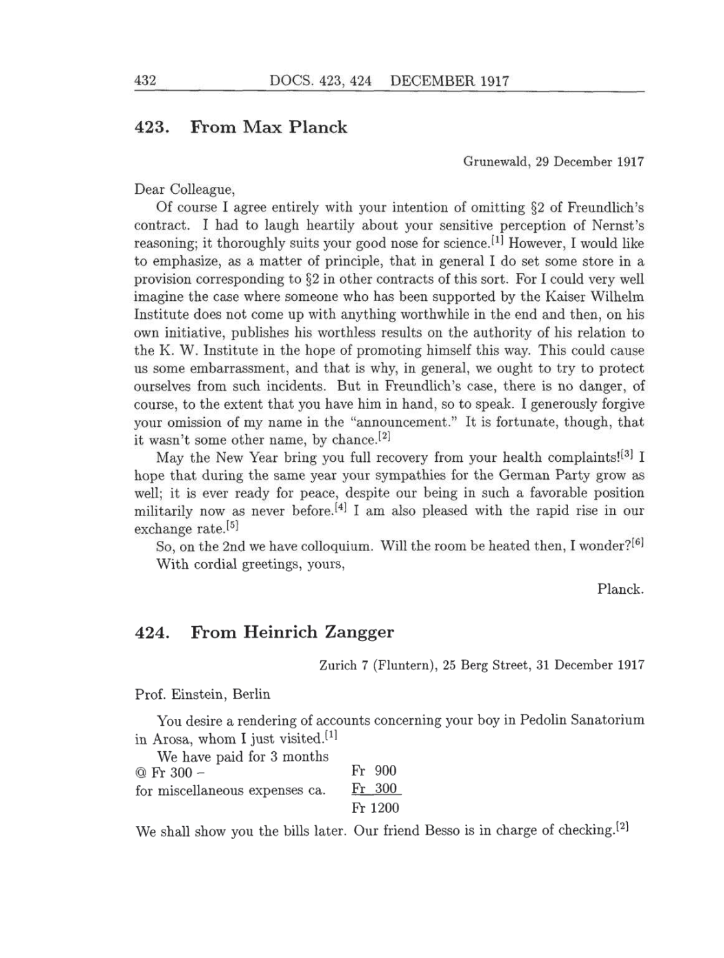 Volume 8: The Berlin Years: Correspondence, 1914-1918 (English translation supplement) page 432