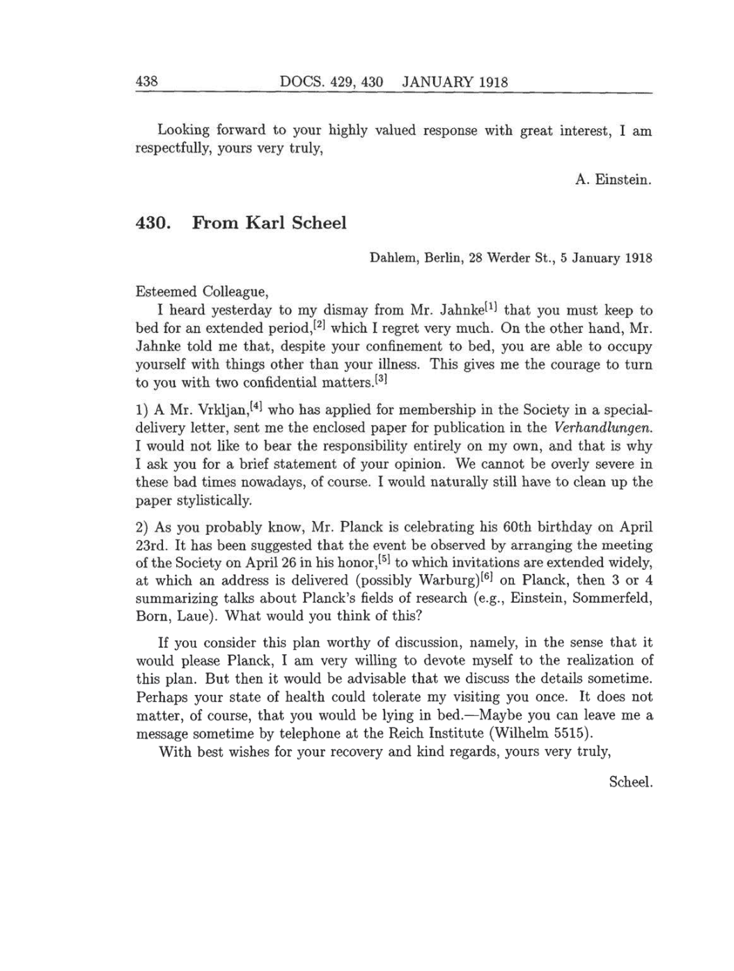 Volume 8: The Berlin Years: Correspondence, 1914-1918 (English translation supplement) page 438
