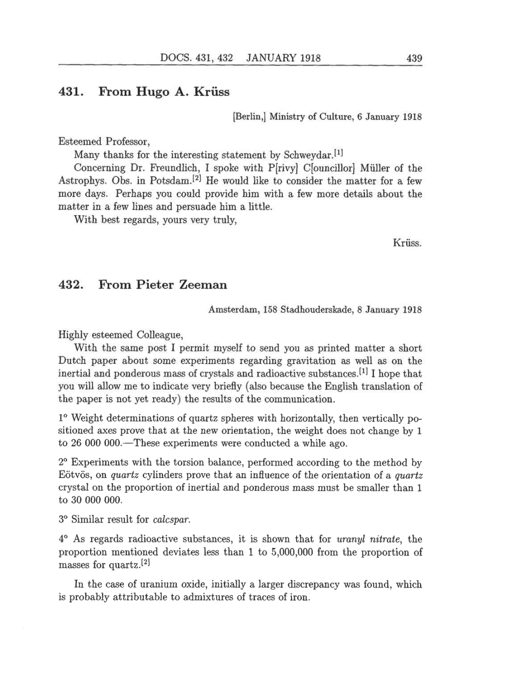 Volume 8: The Berlin Years: Correspondence, 1914-1918 (English translation supplement) page 439