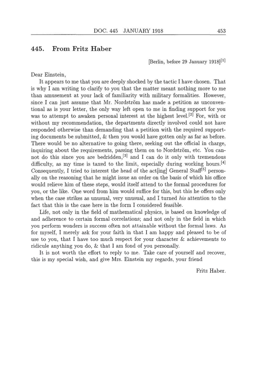 Volume 8: The Berlin Years: Correspondence, 1914-1918 (English translation supplement) page 453