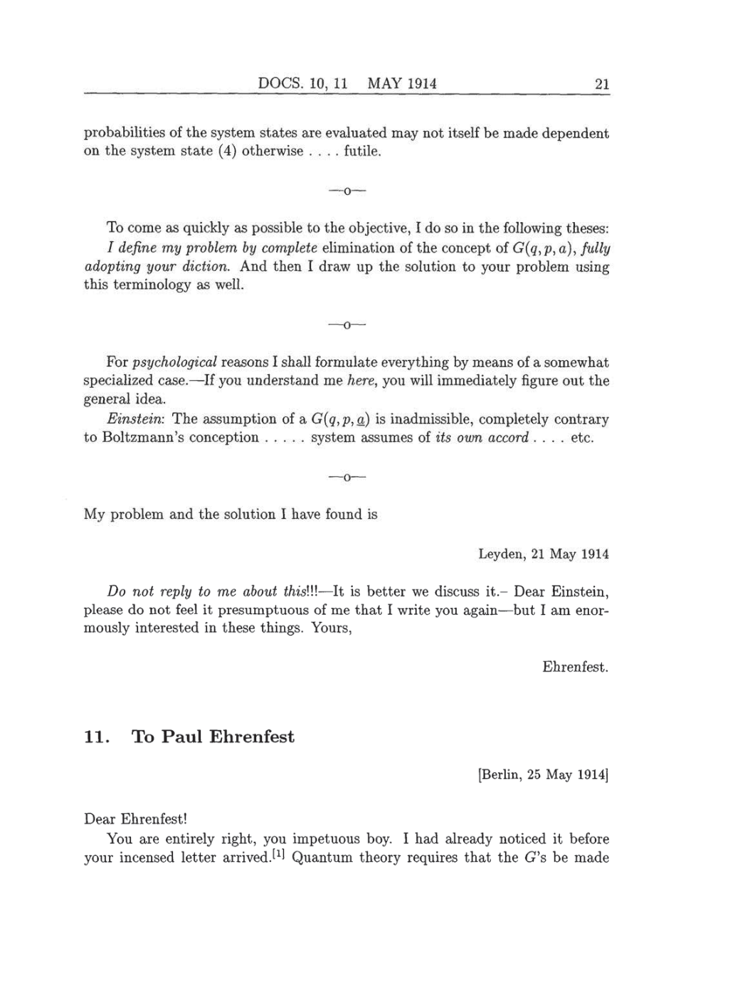 Volume 8: The Berlin Years: Correspondence, 1914-1918 (English translation supplement) page 21