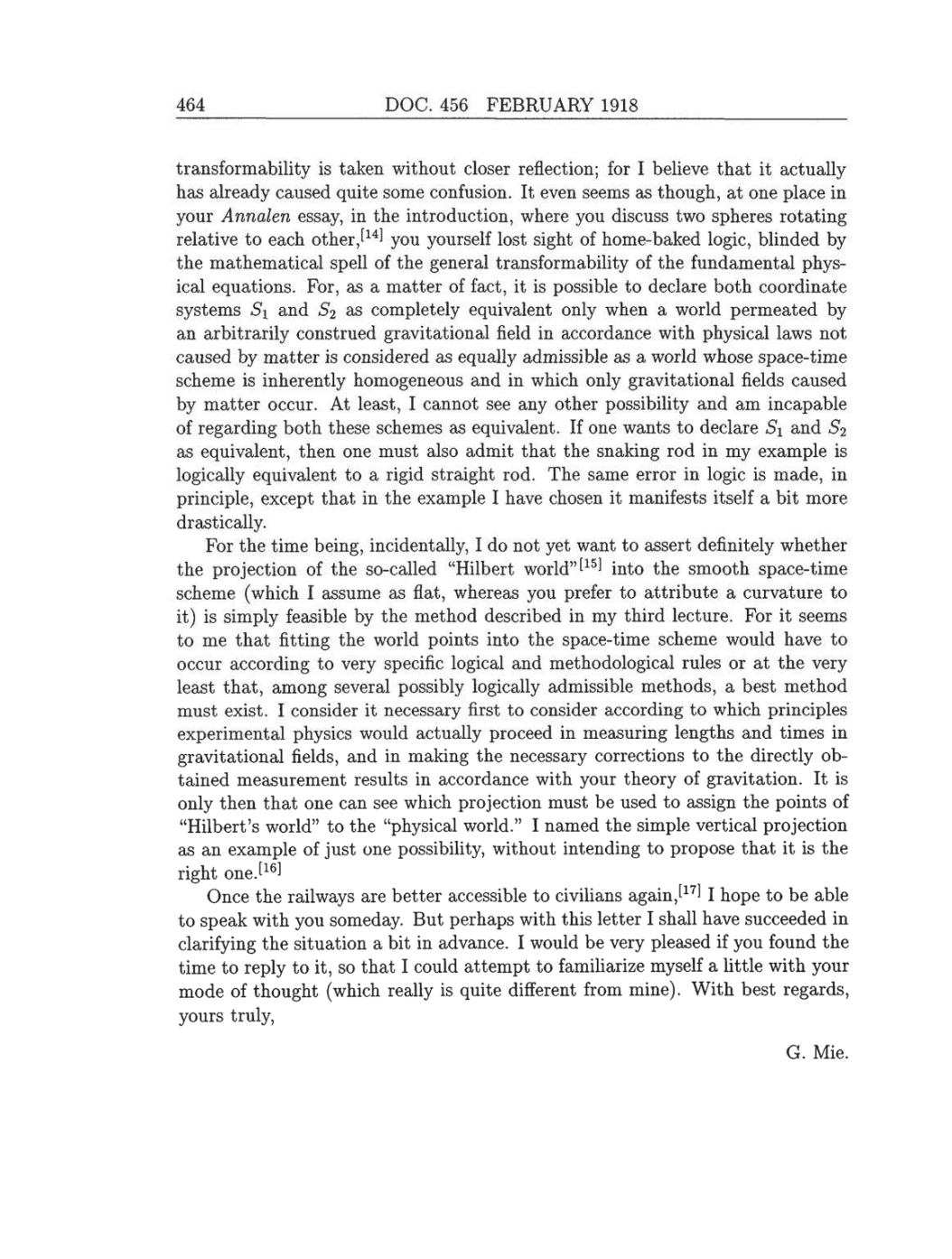 Volume 8: The Berlin Years: Correspondence, 1914-1918 (English translation supplement) page 464