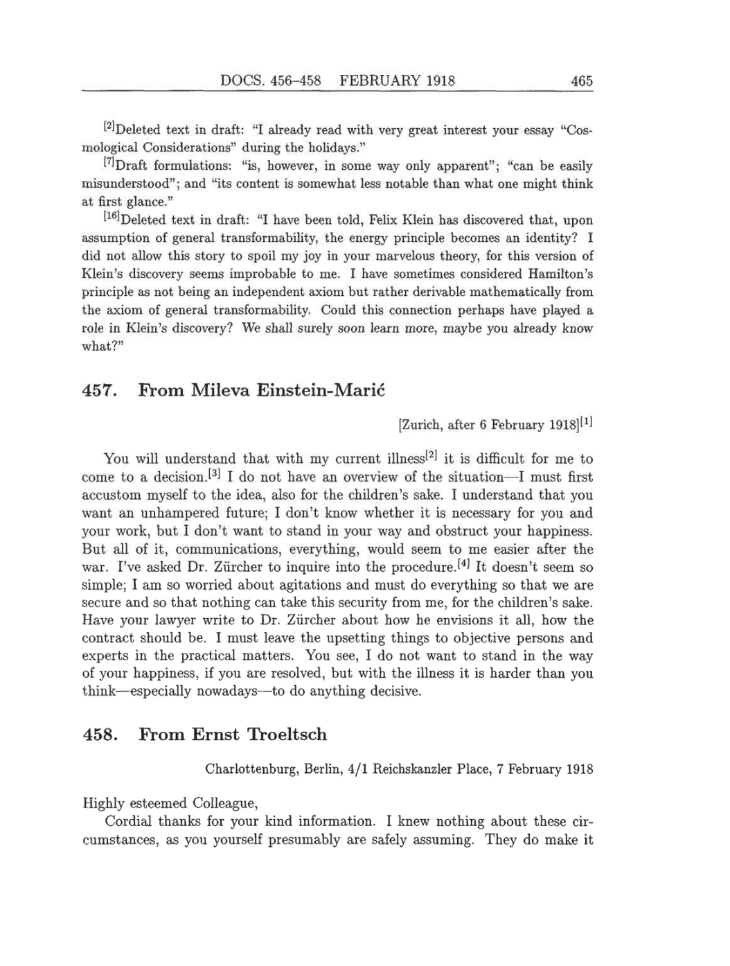 Volume 8: The Berlin Years: Correspondence, 1914-1918 (English translation supplement) page 465