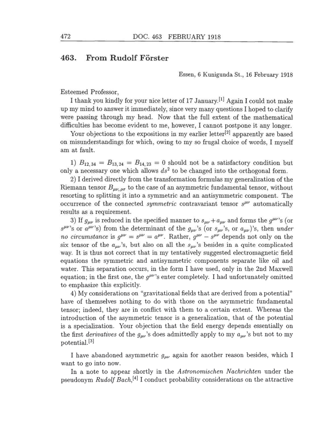 Volume 8: The Berlin Years: Correspondence, 1914-1918 (English translation supplement) page 472