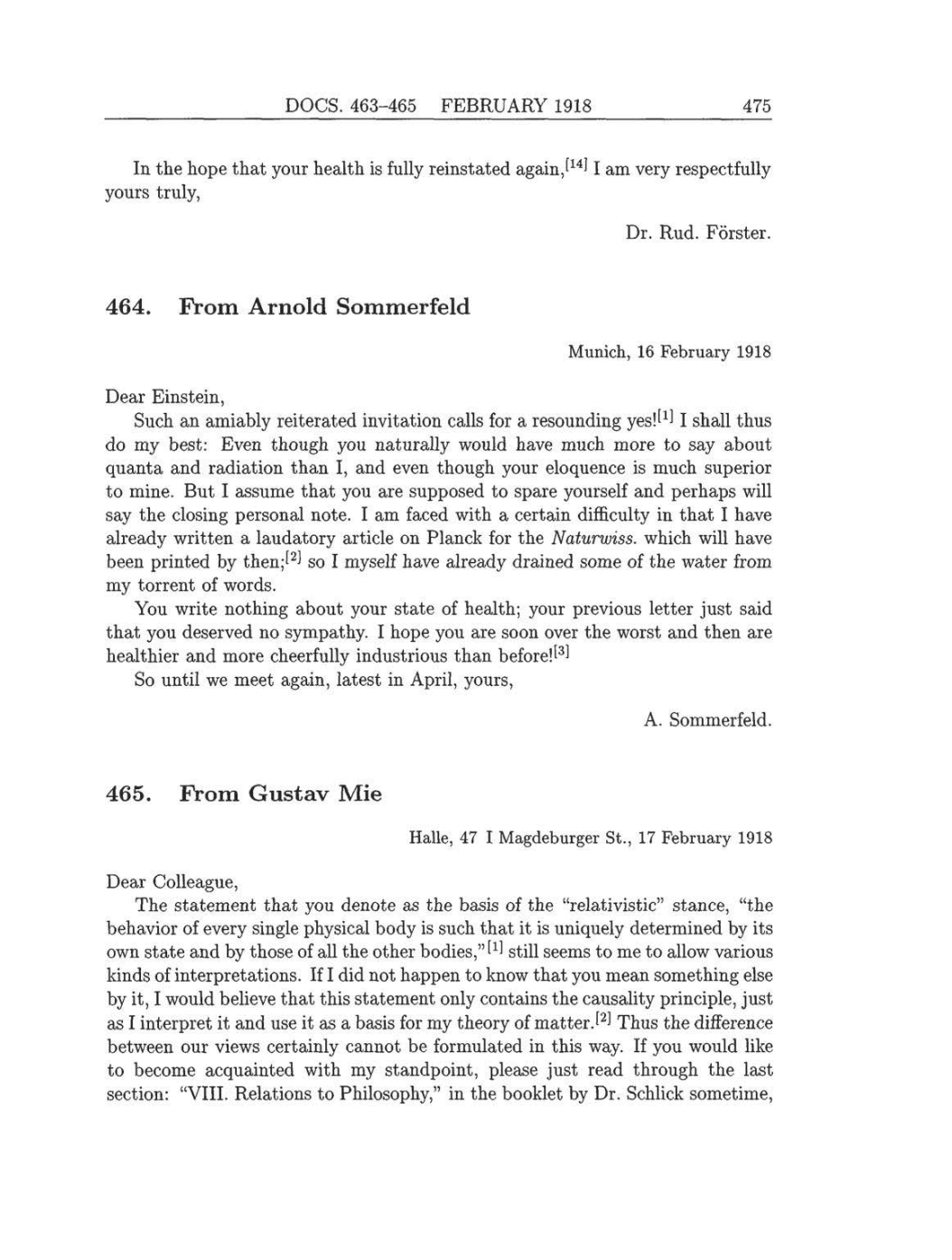 Volume 8: The Berlin Years: Correspondence, 1914-1918 (English translation supplement) page 475