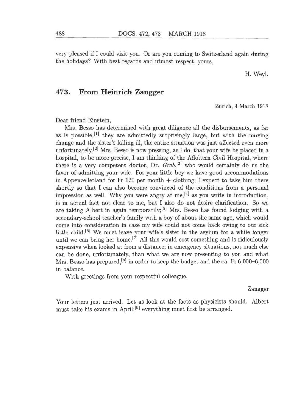 Volume 8: The Berlin Years: Correspondence, 1914-1918 (English translation supplement) page 488