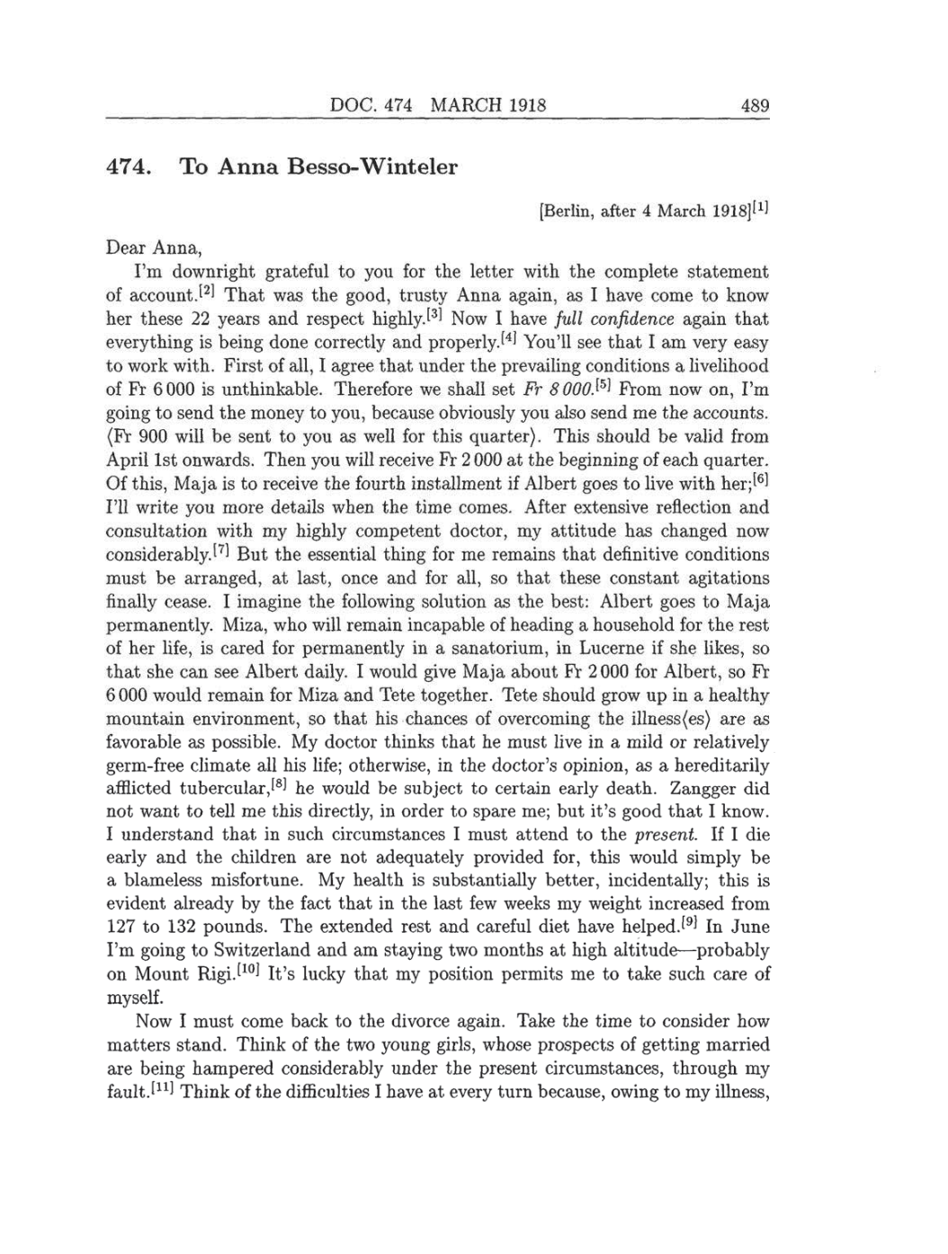 Volume 8: The Berlin Years: Correspondence, 1914-1918 (English translation supplement) page 489